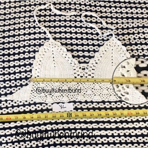 Sexy Crochet Knit Halter Crop Top WHITE M-XL - Picture 8 of 8
